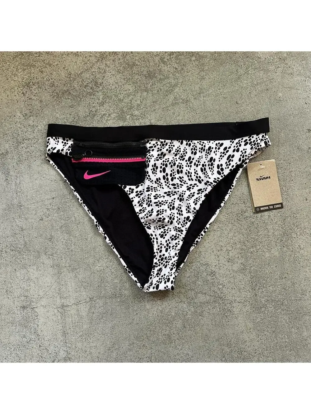 Nike High Cut Bikini Bottoms w/ Removable Zipper Pocket